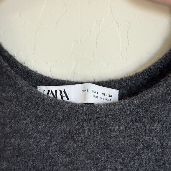 Zara Charcoal Gray Fleece Maxi Sweater Dress Size L Lagenlook Old Money Preppy - Picture 7 of 11